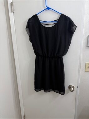 City Triangles Black Chiffon Mini Dress with Elastic Waist